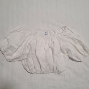 SIR the label Marlo Linen Off the Shoulder Linen Cropped Top size XS/S